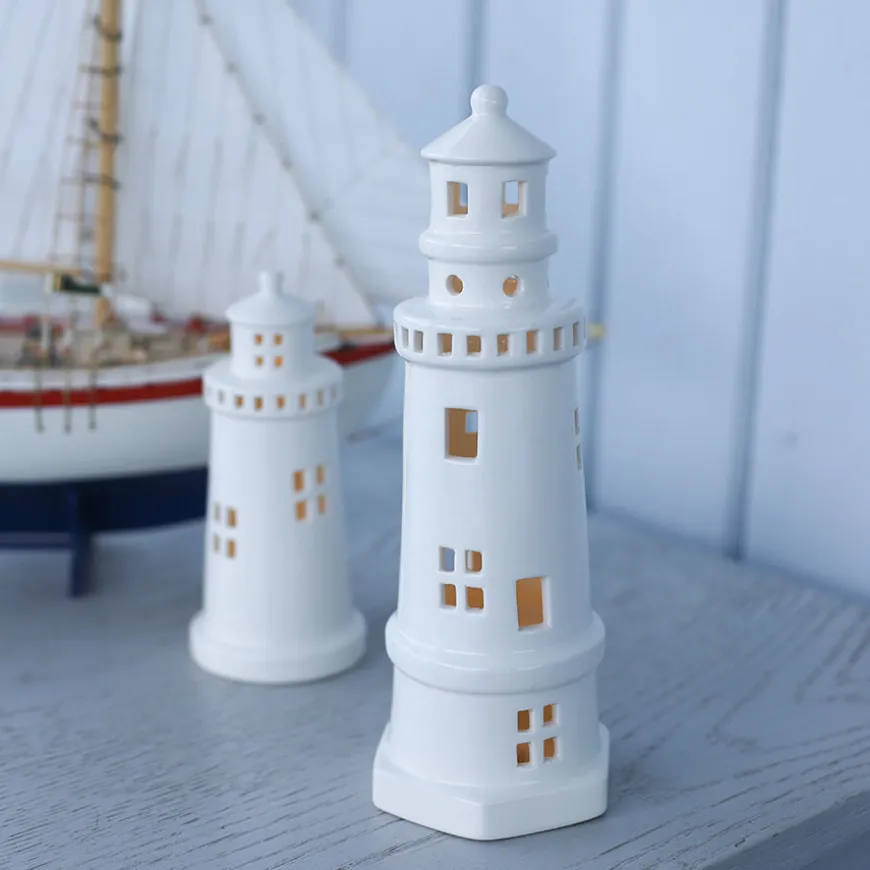 Fyrtårn Lykt 25 cm – Porsgrund Porselen | Maritim stemning med LED