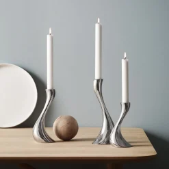 Georg Jensen Cobra Lysestake 24cm blankt rustfritt stål