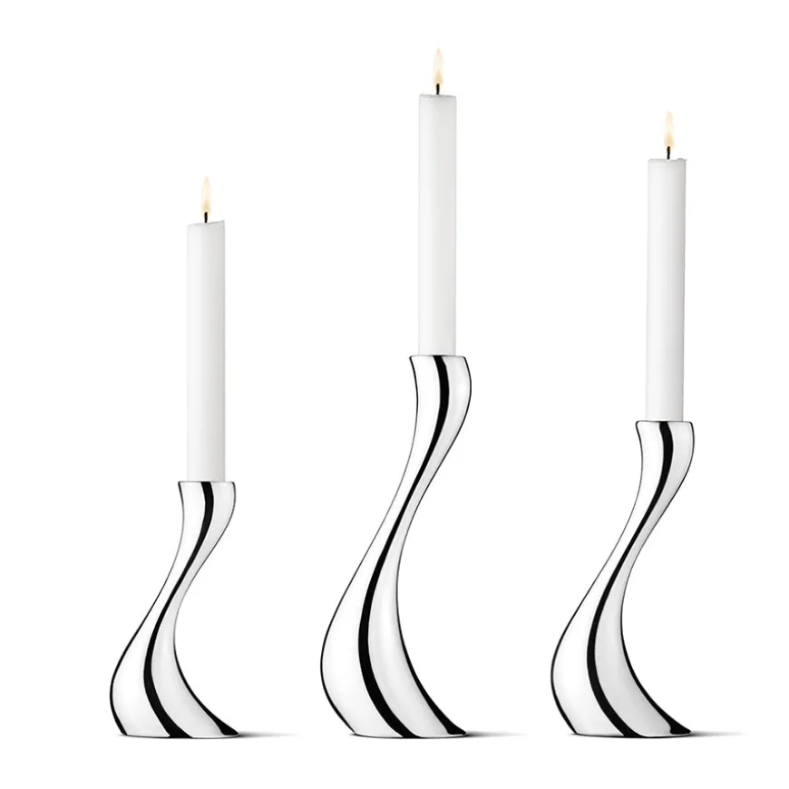 Georg Jensen Cobra Lysestake 3pk Blankt Rustfritt stål