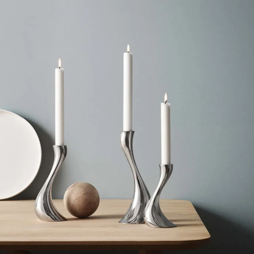 Georg Jensen Cobra Lysestake 3pk Blankt Rustfritt stål