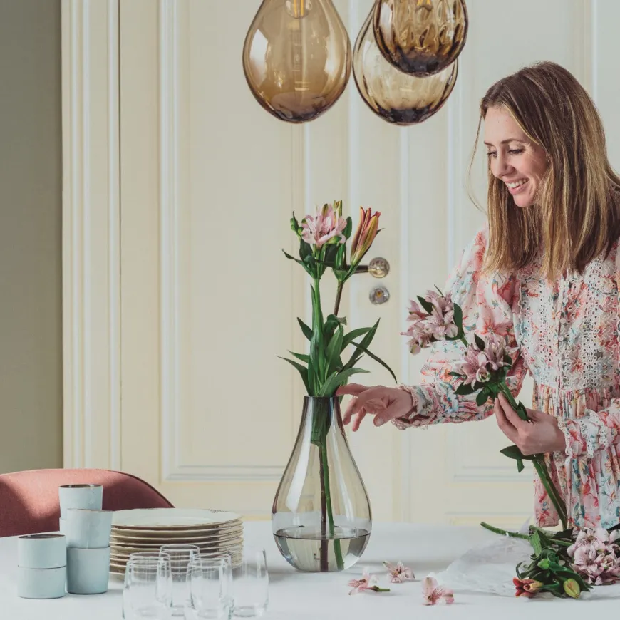 Hadeland Glassverk Dråpe Vase 290mm Røkgrå