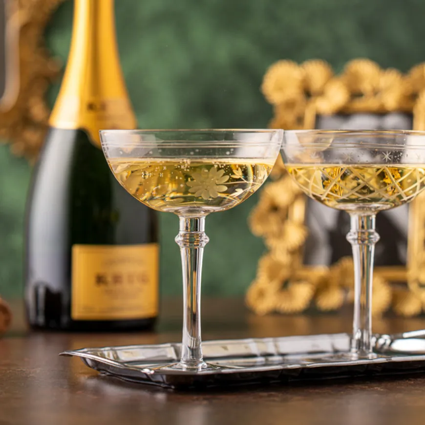 Hadeland Glassverk Elizabeth Champagneskål Blomsterslip 25cl Klar