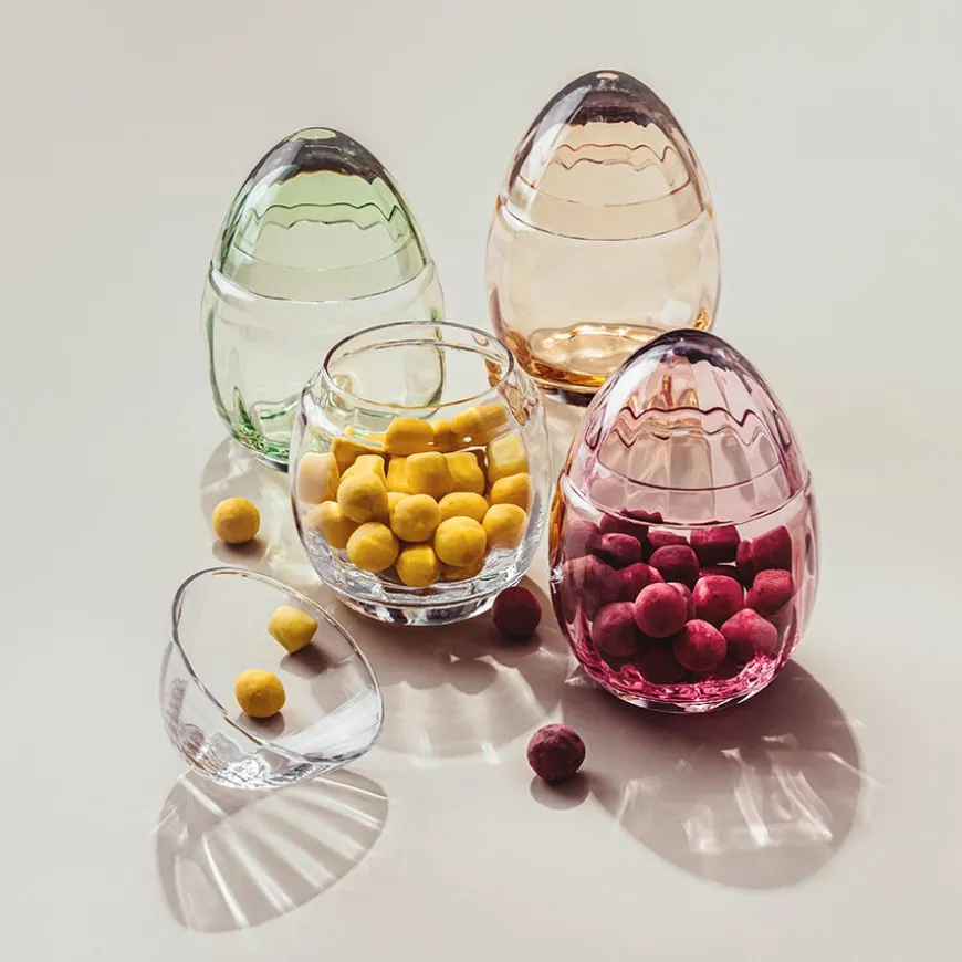 Hadeland Glassverk Glassegg m/Lokk Rosa 15cm