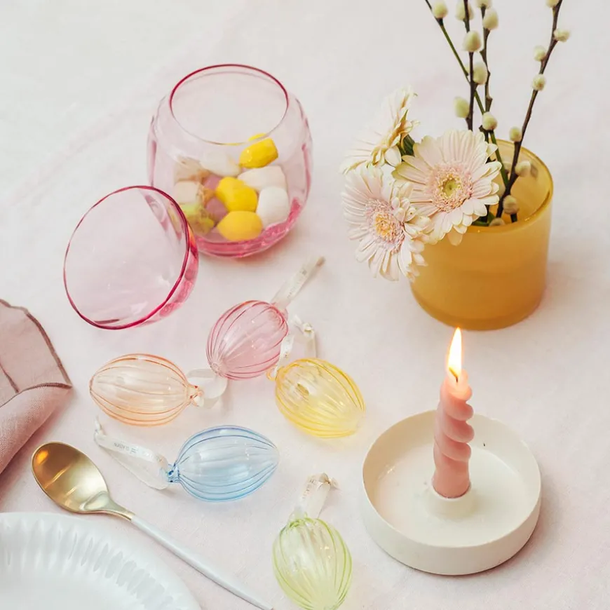 Hadeland Glassverk Glassegg m/Lokk Rosa 15cm