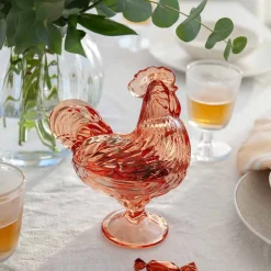 Hadeland Glassverk Glasshane m/Lokk Oransje 22cm