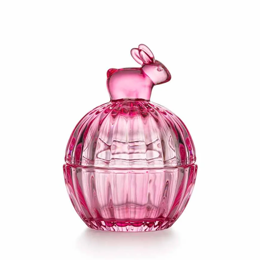 Hadeland Glassverk Glasskål m/Lokk Hare Rosa 12,5cm