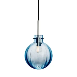 Hadeland Glassverk Krystallkule Taklampe Optikk Stålblå