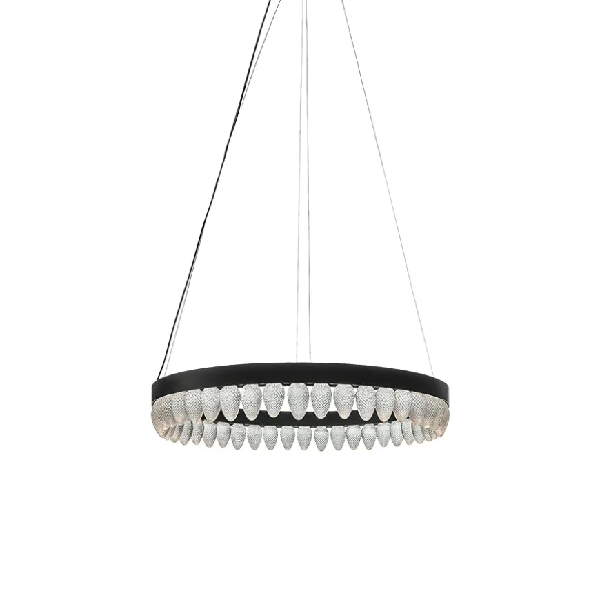Hadeland Glassverk Krystallkongle Rund Taklampe 44 Kongler 80 cm