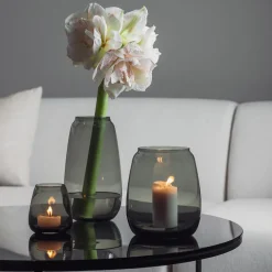 Hadeland Glassverk Siccori Vase 20cm Røkgrå