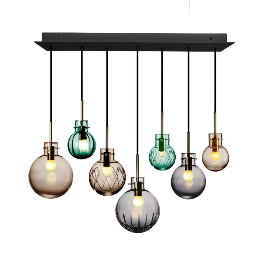 Hadeland Glassverk Skumring Taklampe Krystallkuler 7 stk
