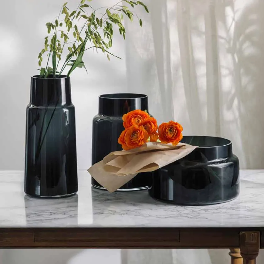 Hadeland Glassverk Tindre Vase/Lyslykt Røkgrå 30,5cm