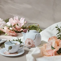 Kähler Hammershøi Poppy Tekopp m/Skål 38cl Hvit m/Dekor