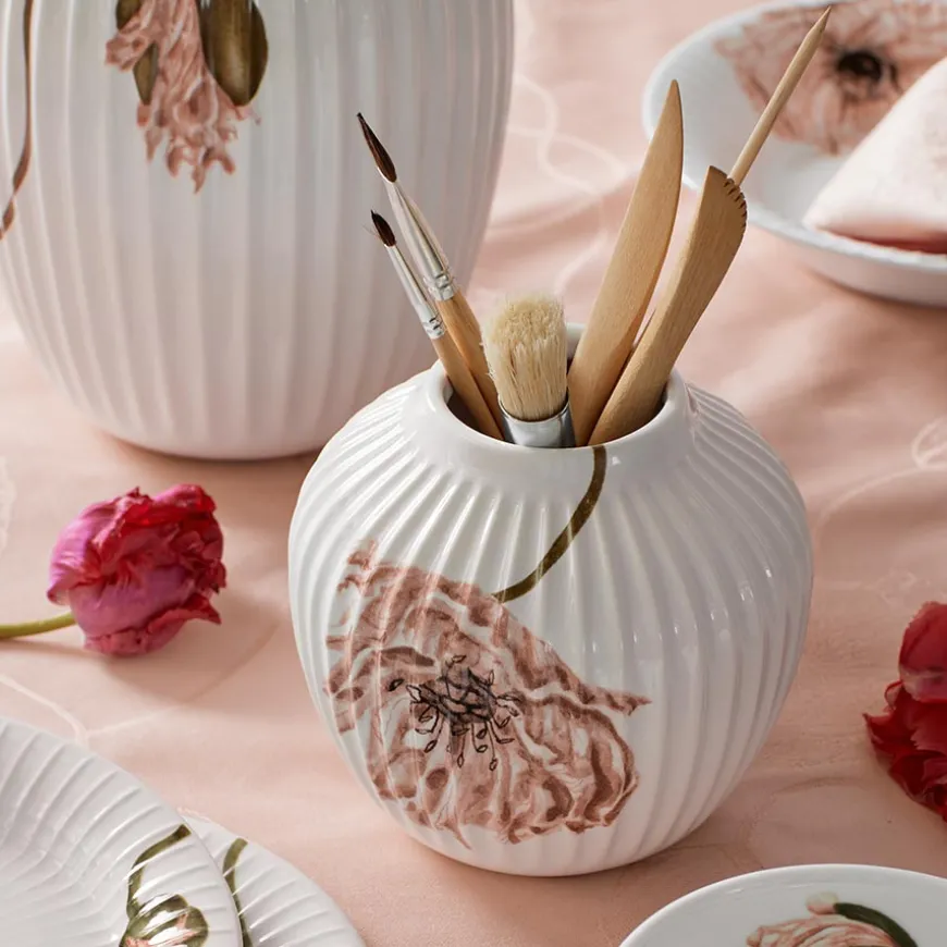 Kähler Hammershøi Poppy Vase 13cm Hvit m/Dekor