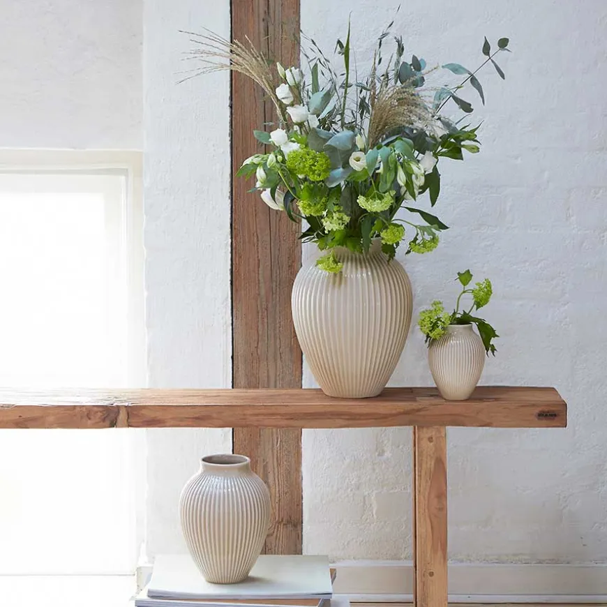 Knabstrup Keramik Vase 20cm Riflet Sand