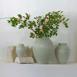 Knabstrup Keramik Vase 27cm Riflet Mint