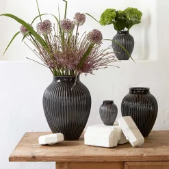 Knabstrup Keramik Vase 27cm Riflet Svart