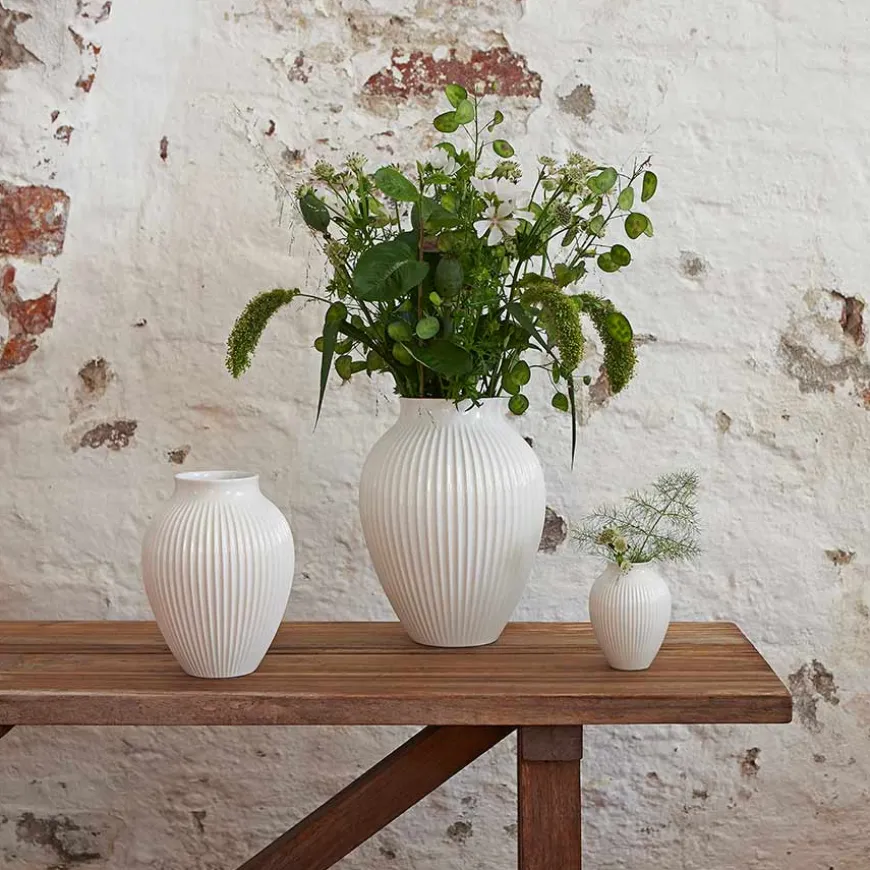 Knabstrup Keramik Vase 20cm Riflet Hvit