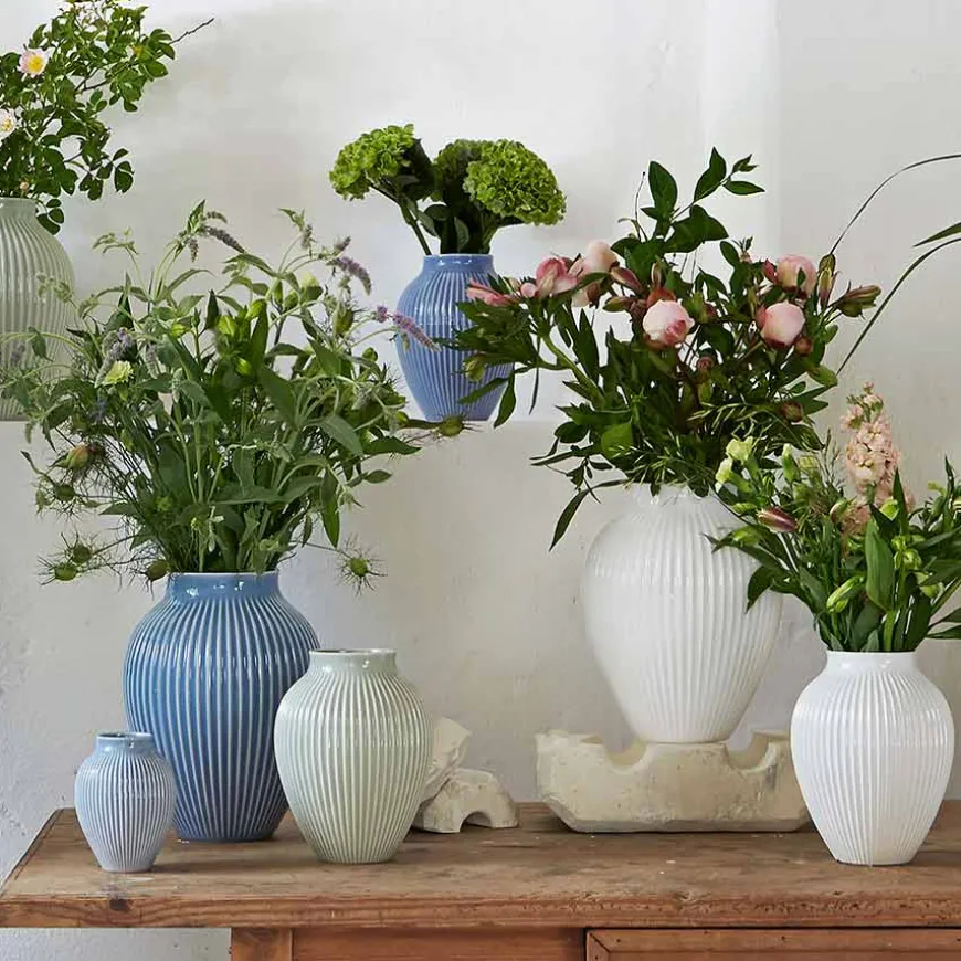 Knabstrup Keramik Vase 20cm Riflet Hvit
