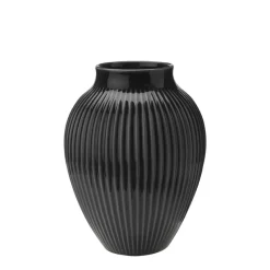 Knabstrup Keramik Vase 20cm Riflet Svart
