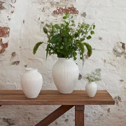 Knabstrup Keramik Vase 12,5cm Riflet Hvit