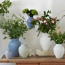 Knabstrup Vase 27cm Riflet Hvit