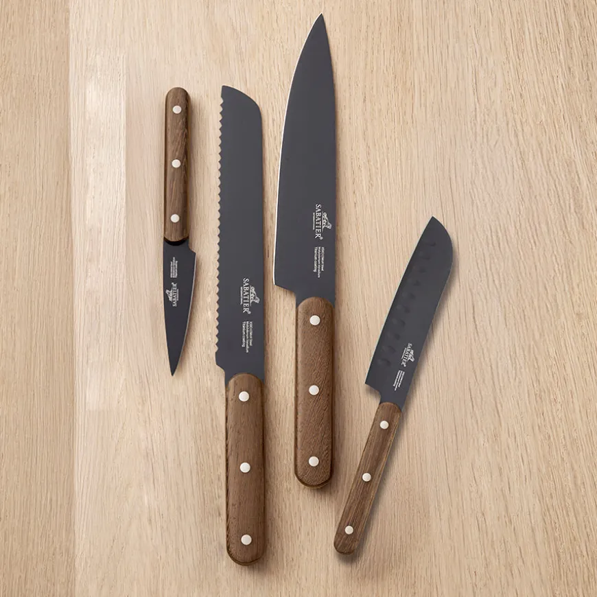 Lion Sabatier Phenix Walnut Knivsett 4 Deler Sort/Valnøtt