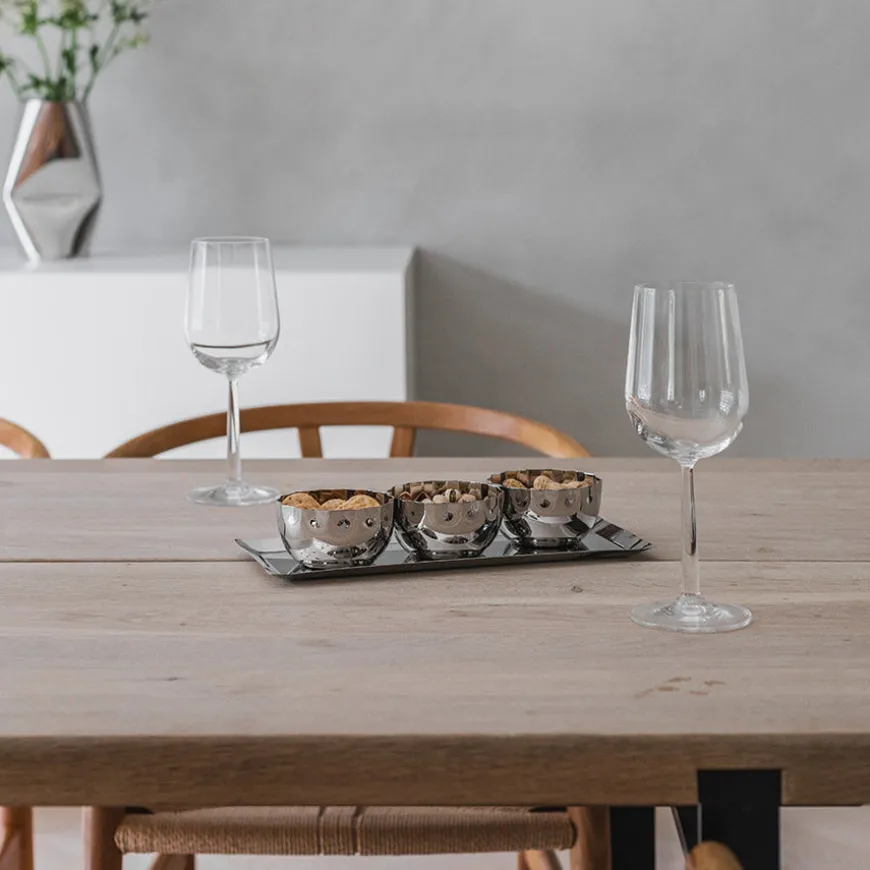 Løve Vinje Fat m/3 Skåler Rustfritt Stål 30cm Sølv