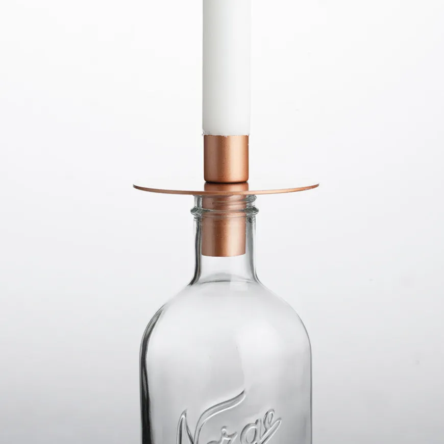 Norgesglasset Lysholder til Norgesflaske Rosegull