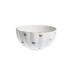 Nova Lilly Bolle m/Blomster og Gullkant 13cm Hvit