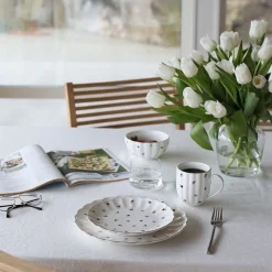 Nova Lilly Bolle m/Blomster og Gullkant 13cm Hvit