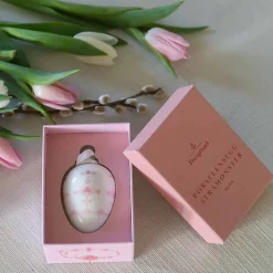 Porselenegg Stråmønster 4,5cm Rosa