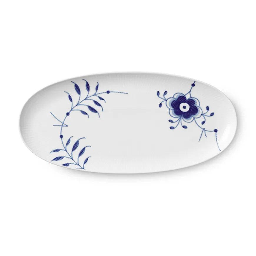 Royal Copenhagen Blå Mega Riflet Ovalt Serveringsfat 37 cm