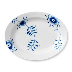 Royal Copenhagen Blå Mega Riflet Ovalt Fat 36cm