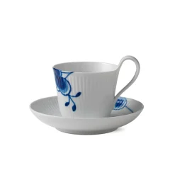 Royal Copenhagen Blå Mega Riflet Kopp 25cl m/Skål Høy