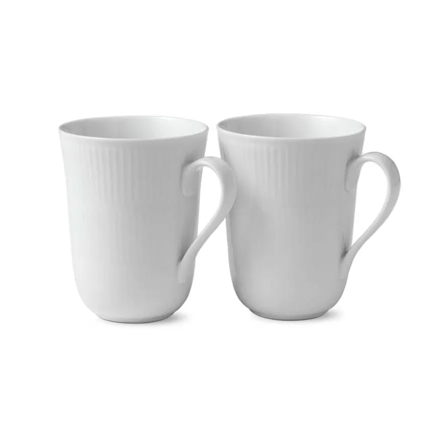 Royal Copenhagen Hvit Riflet Krus 33cl 2pk