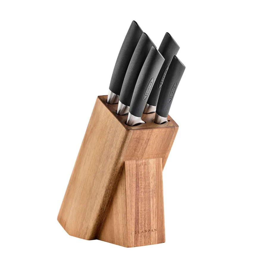 Scanpan Sax Knivblokk Med Knivsliper & Knivsett 5 Deler