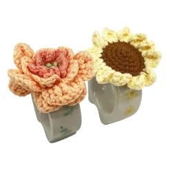Seasons Summer Collection Serviettring Porselen m/Heklet Blomst 2pk Gu