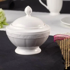 Villeroy & Boch White Pearl Sukkerskål 35cl med Lokk